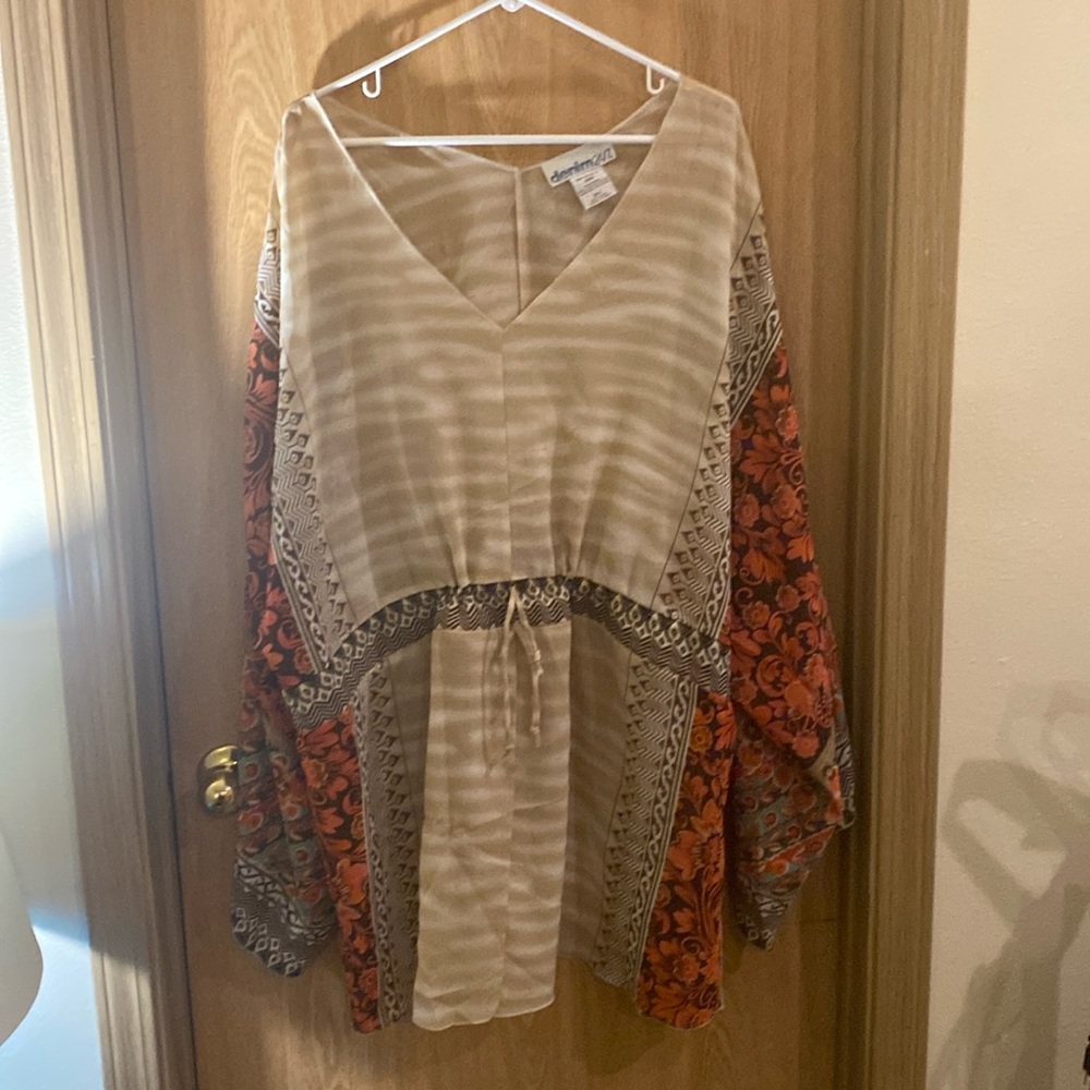 Denim 24/7 Long Sleeve Flowy Top - Size 28W - $15